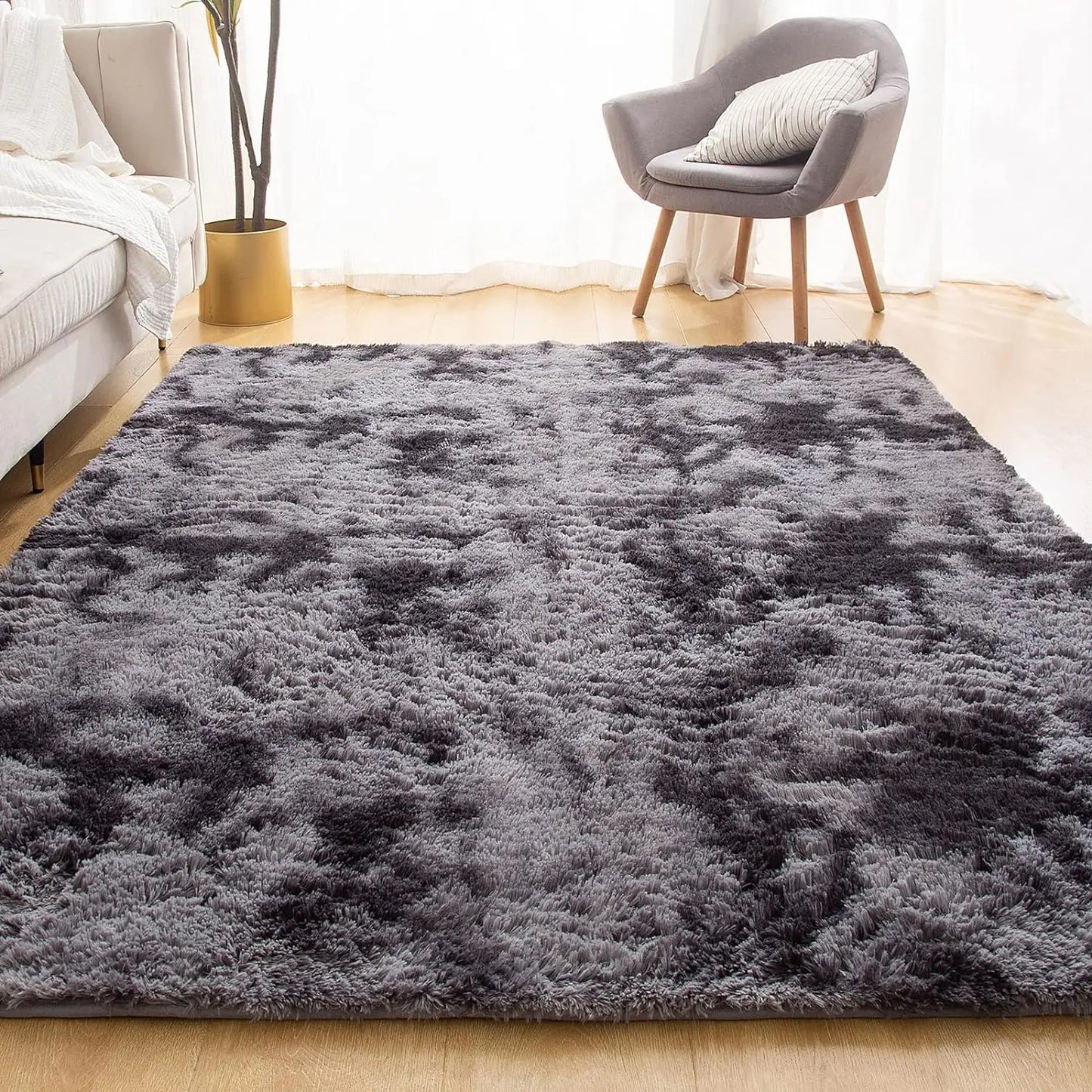 Soft Area Rugs for Living Room Non-Slip Thick Plush Carpets for Winter Anti-Slip Fluffy Artificial Velvet Rugs Soft Gray Carpets