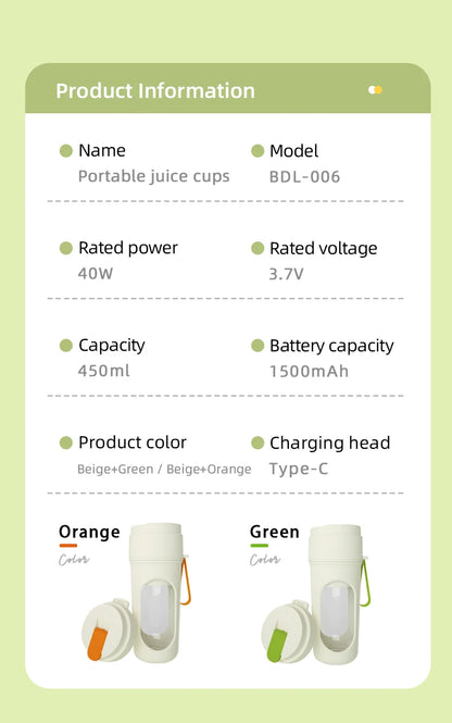 12 Blades Electric Portable Blender 350ML Juicer Fruit Mixers USB Rechargeable Smoothie Juicer Cup Squeezer Juice Maker