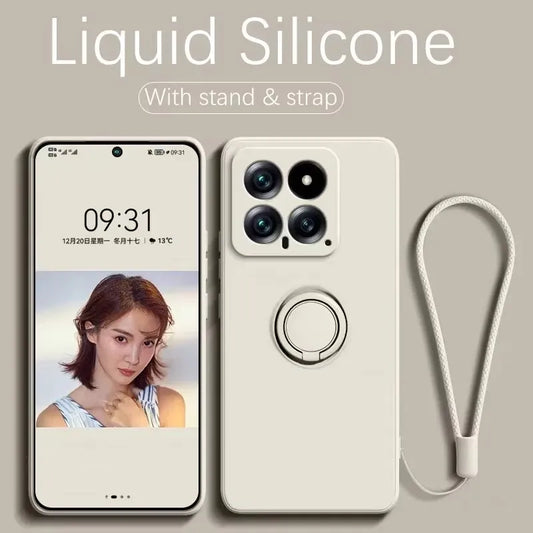 Luxury Liquid Silicone Magnetic Holder Stand Phone Case For XiaoMi 13T 14T 15 Redmi 13C 4G Note 12 13 14 Pro Plus 5G Back Cover