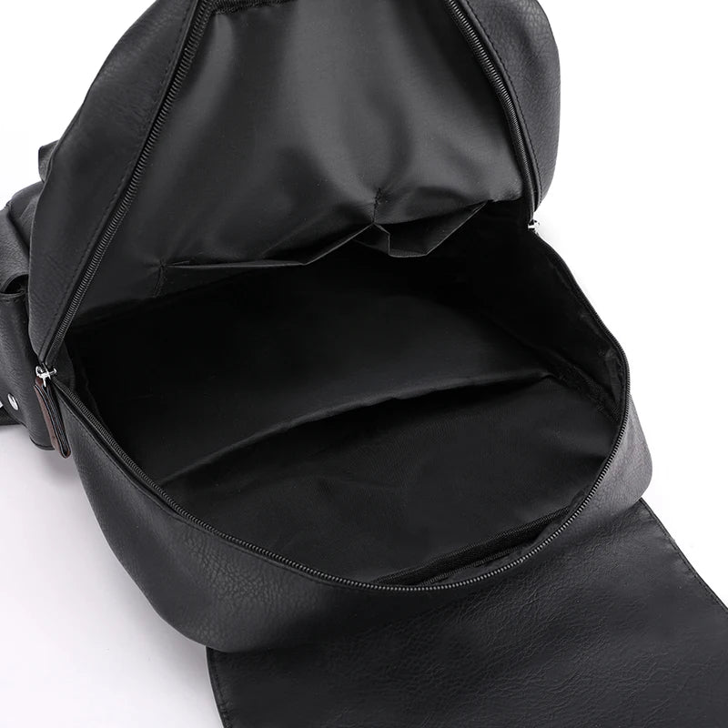 Mochila de piel sintética para hombre, mochila grande para portátil, mochila negra para adolescentes y niños, mochila marrón, 2023