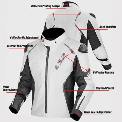 LS2 Winter Waterproof Motorcycle Jacket Men Women CE Certified Riding Jacket Warm Protective Gear with Removable Thermal Liner