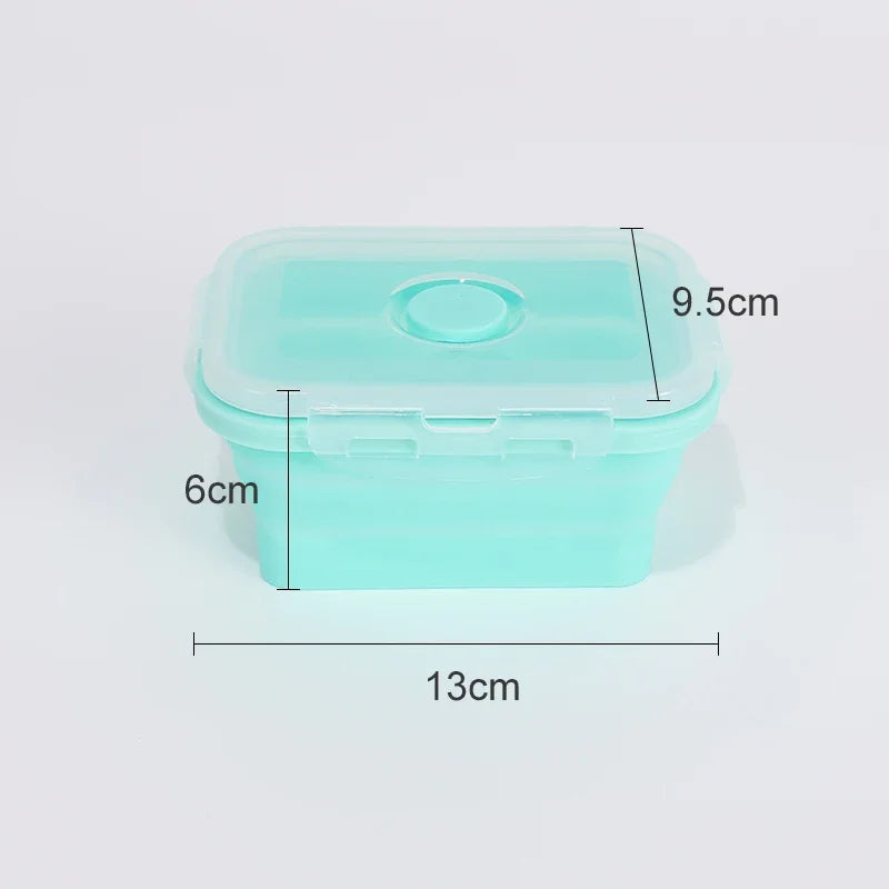Collapsible Silicone Food Storage Container,Bento Lunch Boxes For Kitchen, Microwave Safe. Foldable Design Saves Your Space.