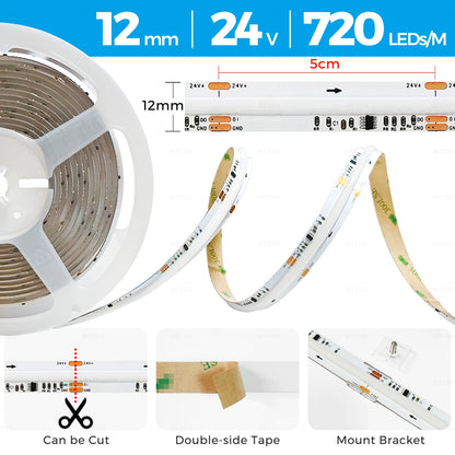 Controlador WLED ESP32 RGBIC COB LED Tira de luz Kit de cinta reactiva al sonido Música Sincronización Funciona con Alexa 24V 5 10 15 20 25 30 40 M