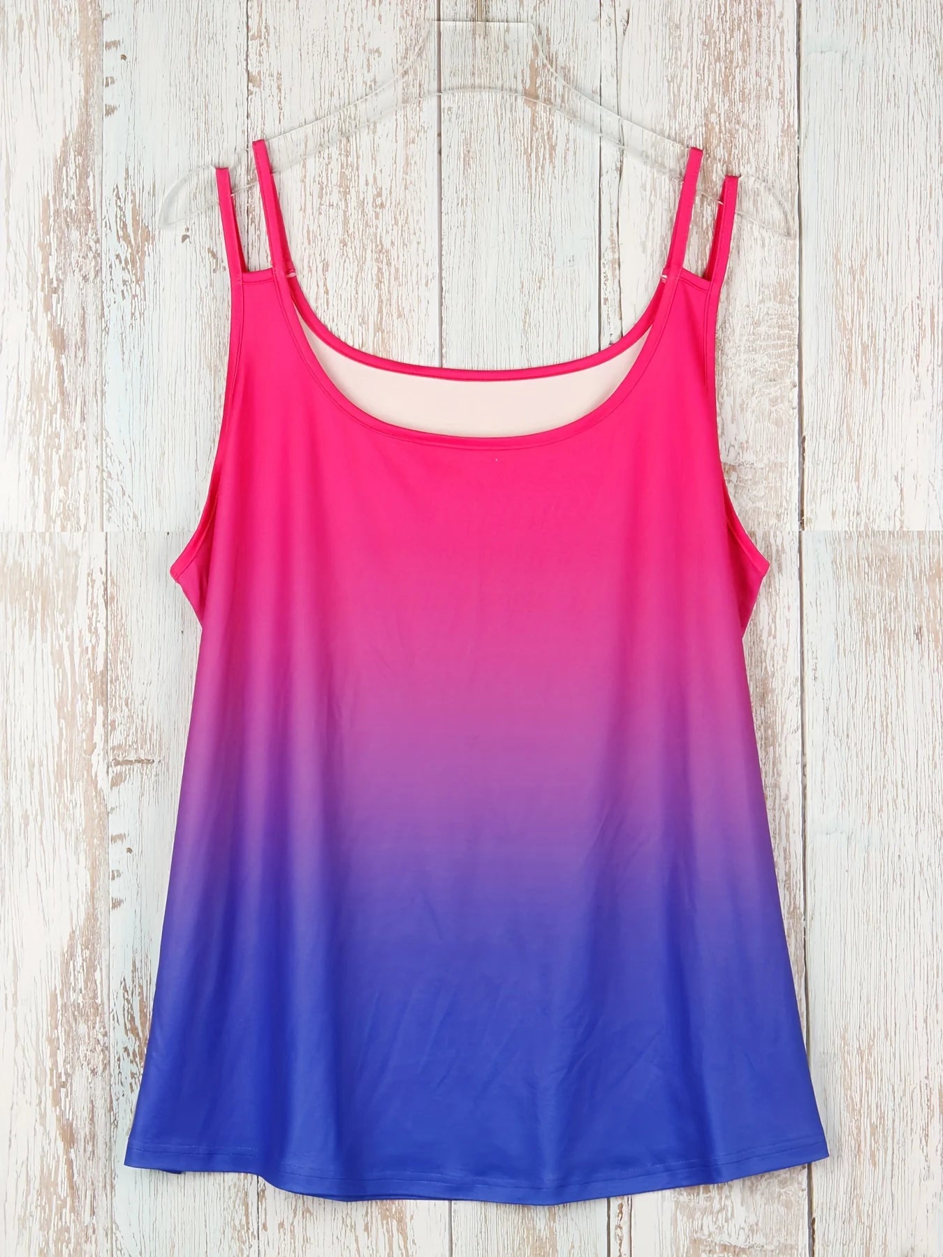 Plus size ombre cortado cami topo casual tripulação pescoço sem mangas topo para o verão roupas femininas plus size