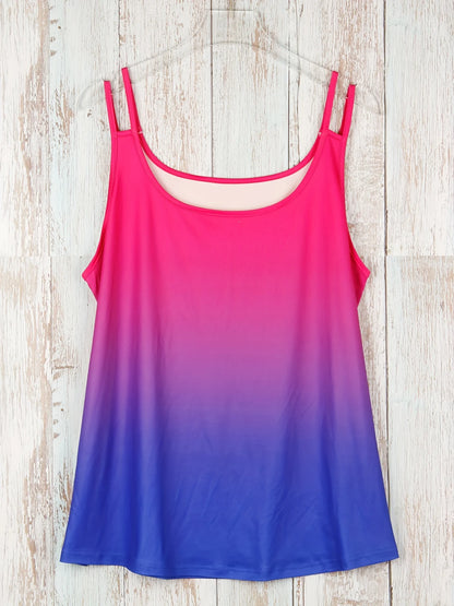 Plus size ombre cortado cami topo casual tripulação pescoço sem mangas topo para o verão roupas femininas plus size