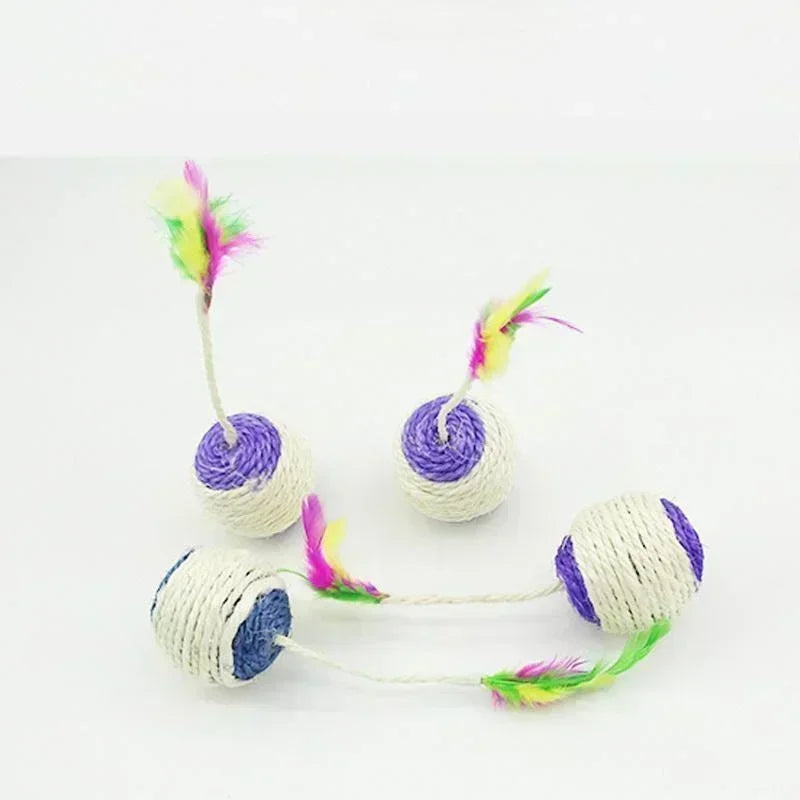 Interactive Cat Scratching Ball Toy, Sisal Feather Toy for Kitten, Training, Pet Supplies, 1Pc 