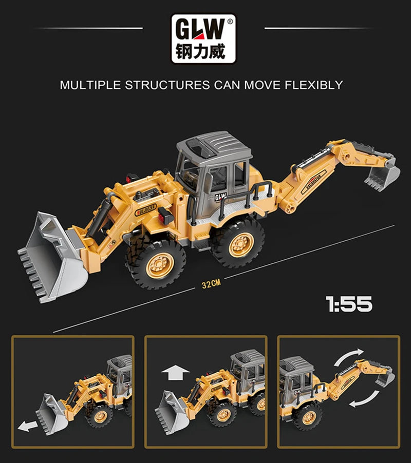 Juguetes para niños, tractor de aleación, excavadora, buldózer, grúa en miniatura, camión, modelo de vehículo agrícola de ingeniería fundido a presión, regalos para niños