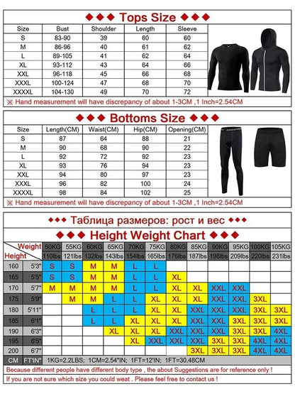 Conjunto de ropa deportiva de compresión Rashguard para hombre, mallas para correr, gimnasio, entrenamiento, camiseta, cortavientos y leggings 