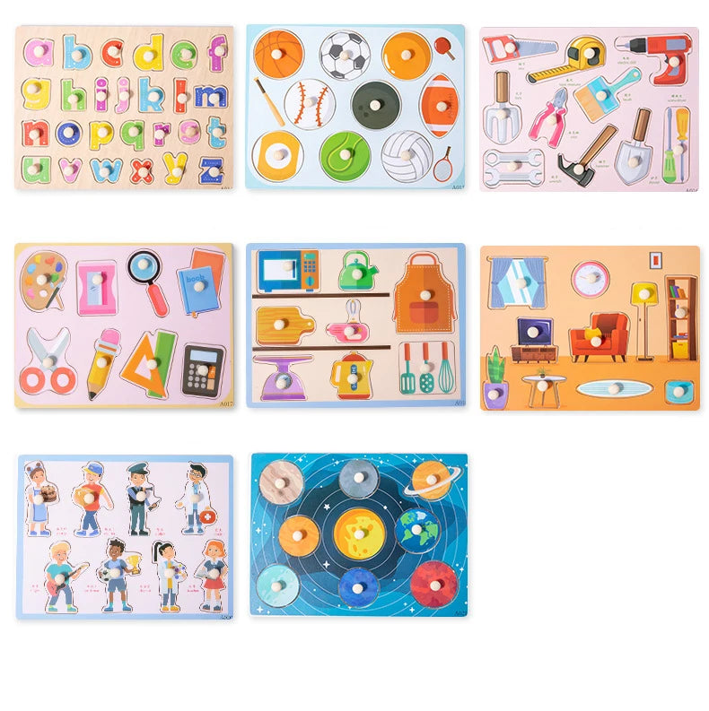 Toddler Wooden Peg 3D Puzzles Kids Toys Alphabet Montessori Education Learning Toys Great Preschool Gift for Girls and Boys