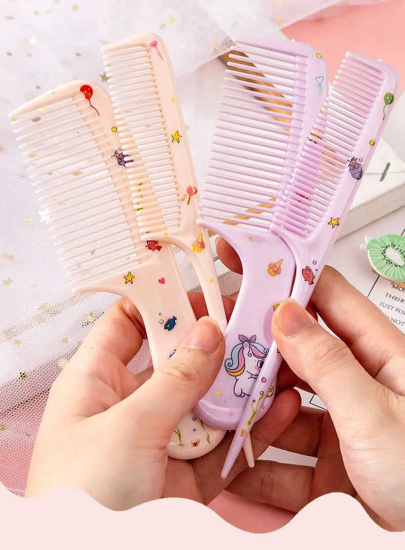 2Pcs Kids Hair Comb Set Cute Portable Anti-Static Plastic Hairdressing Comb For Girls Hair Comb Cartoon Baby Chil