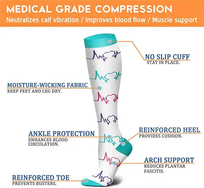 4 Pairs/Pack Compression Socks High Sports Socks for Women Men Running Hiking Edema Diabetes Varicose Veins Socks 20-30mmHg