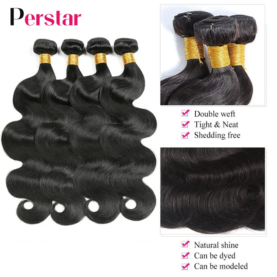 Kit mechas de cabelo humano ondulado com closure - body wave
