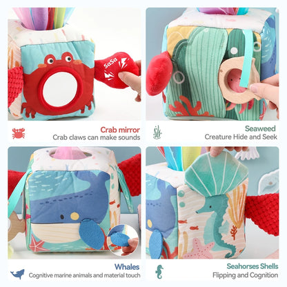 Baby Toys Magic Tissue Box Cotton Finger Exercising Montessori Busy Board Game Educational Toy Soft Rattle Game Ocean Cloth Book