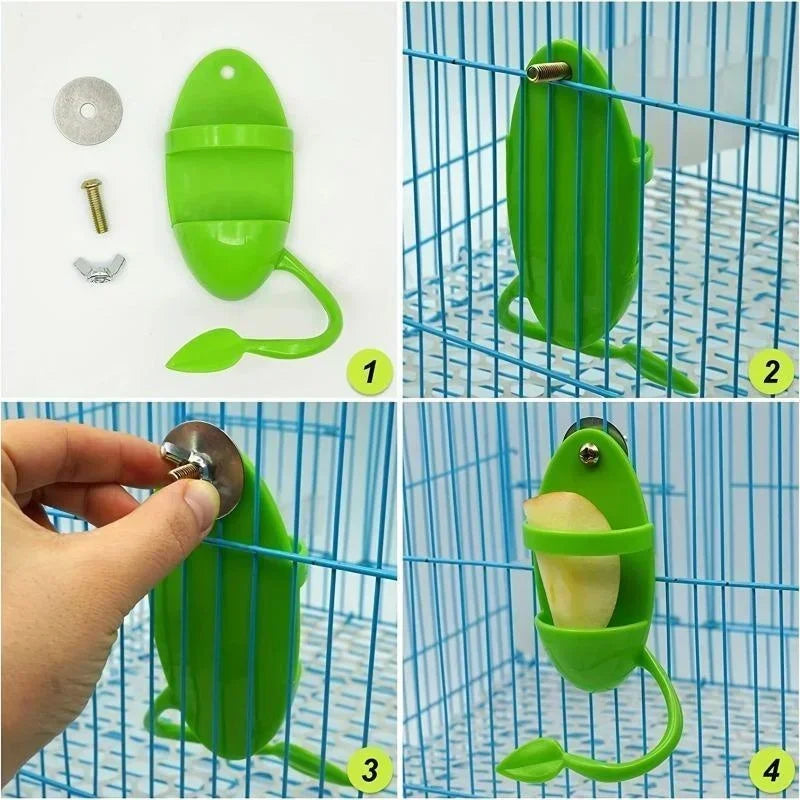 1Pc Bird Cuttlebone Holder Bird Cage Feeding Holder Vegetable Fruits Cuttlebone Holder for Parrot Parakeet Bird Feeder