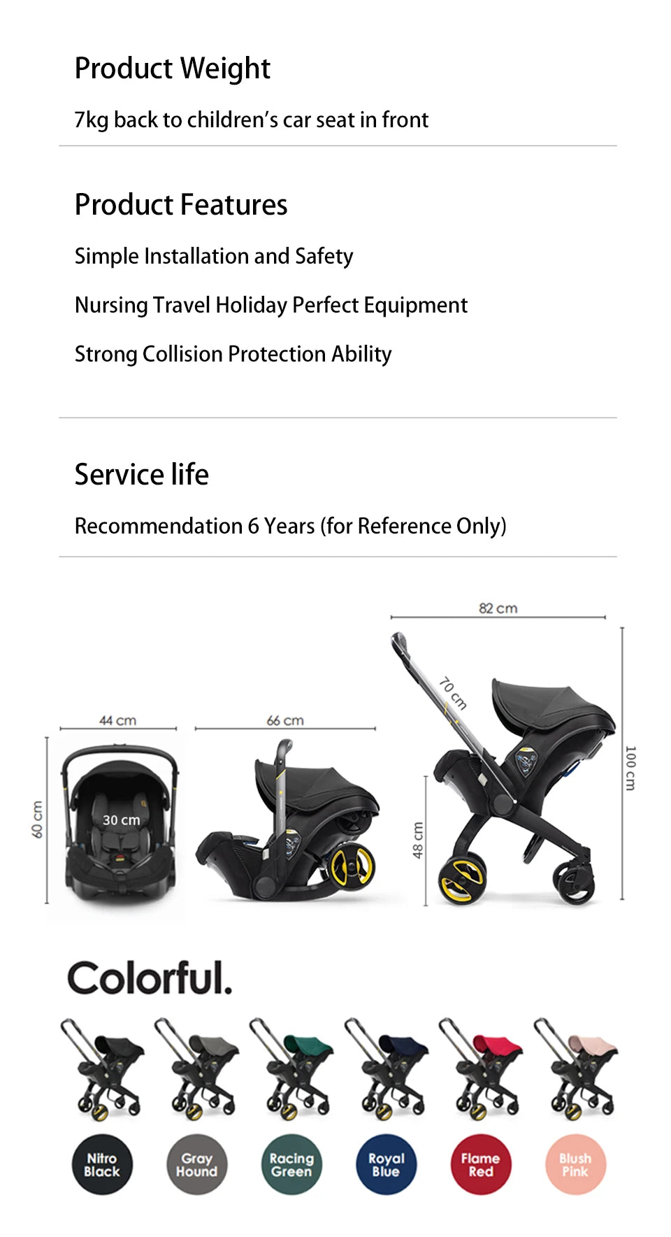 Cochecito de bebé compacto 4 en 1, asiento de coche, cochecito ligero 3 en 1, sistema de viaje todo en uno para recién nacidos, cochecito Doona