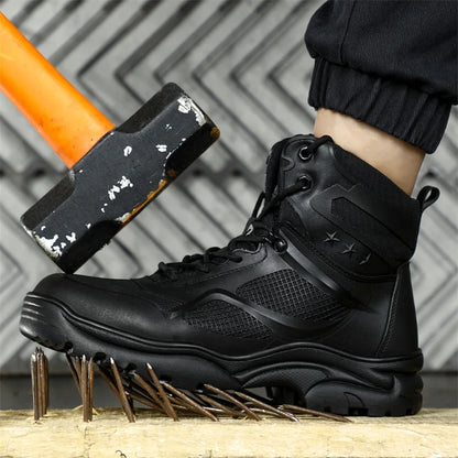 Latest 2023 Waterproof Men Leather Boots Steel Toe Cap Safety Work Shoes Anti Smashing Indestructible Construction Welding Boots