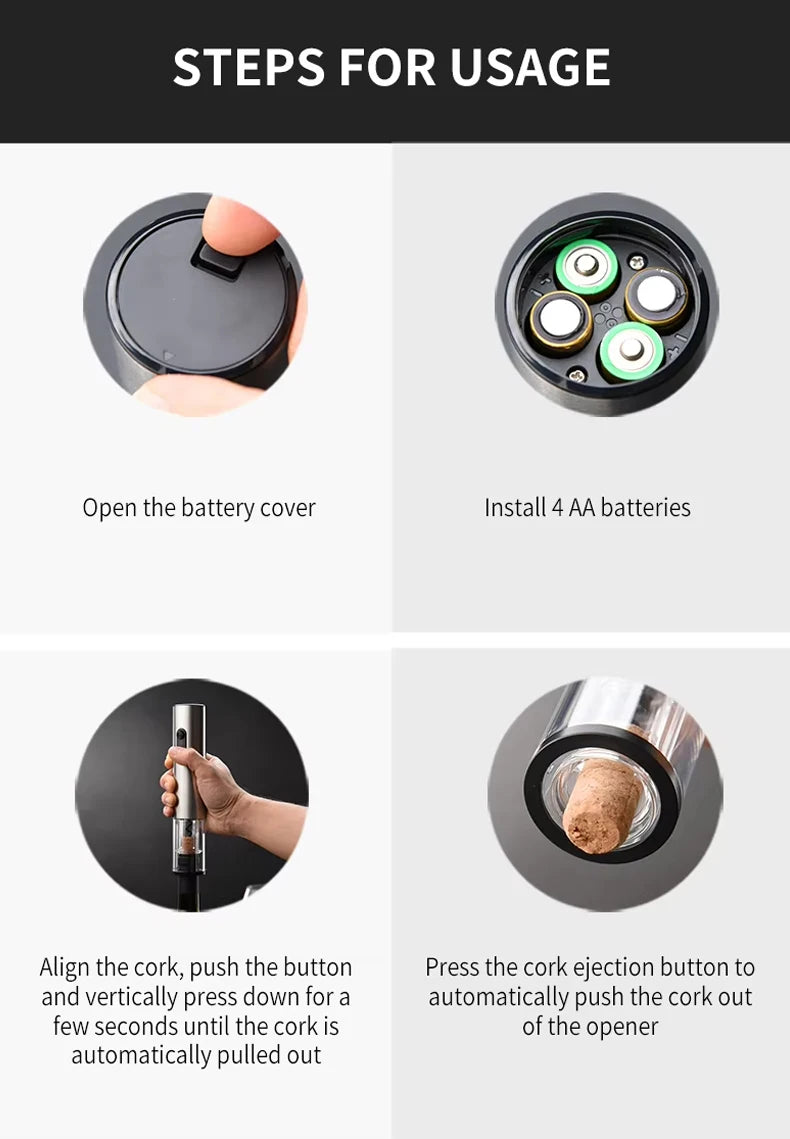 Electric Wine Bottle Opener Automatic Red Wine Corkscrew Wine Opener Wine Tools Kitchen Products Performance Plastic