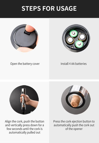 Electric Wine Bottle Opener Automatic Red Wine Corkscrew Wine Opener Wine Tools Kitchen Products Performance Plastic