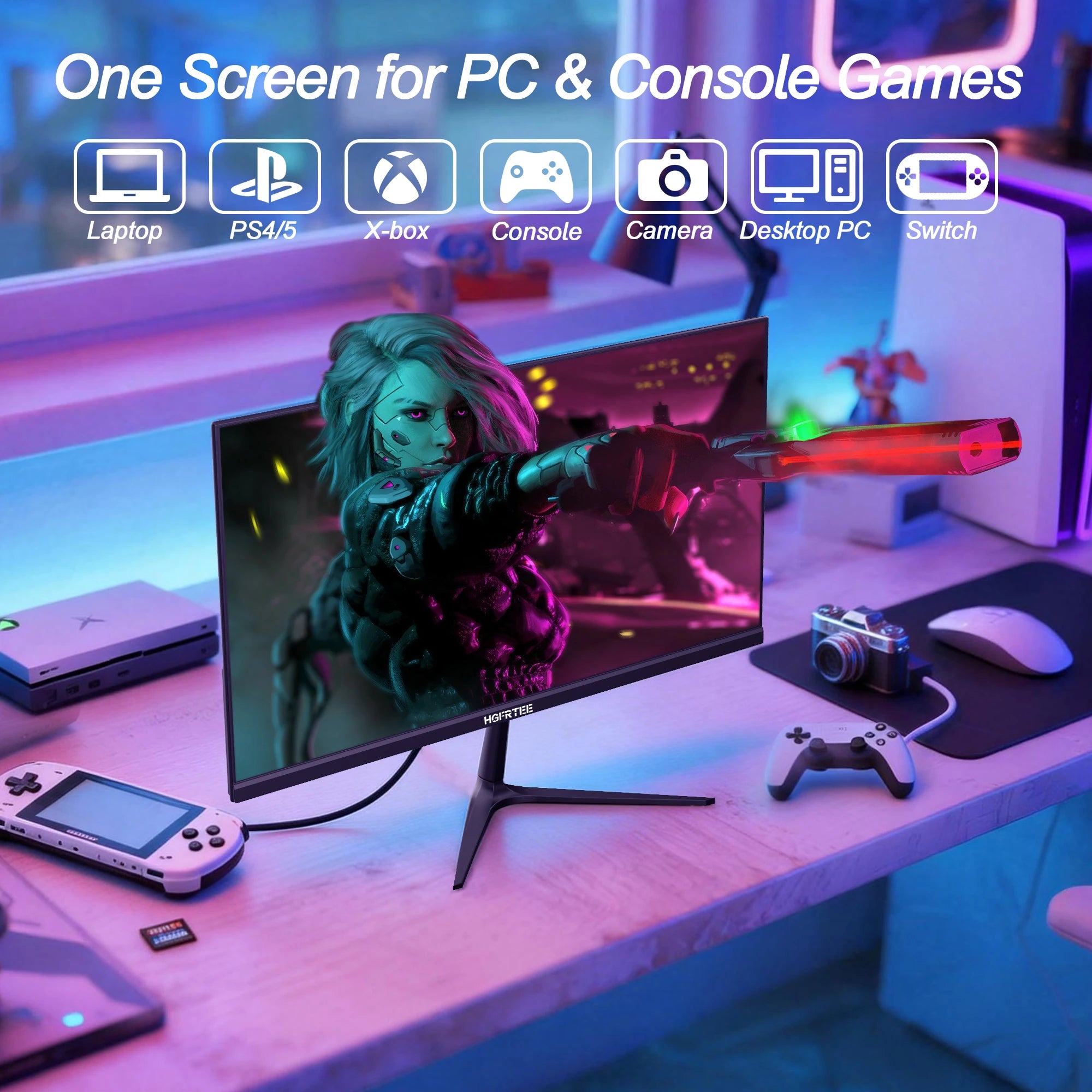 Hgfrtee 27" 240Hz Qhd Gaming Monitor 1Ms, High Resolution Screen, Hdr10 Adaptive Sync, Pc Display for Gamer with HDMI 2.1 Dp 1.4
