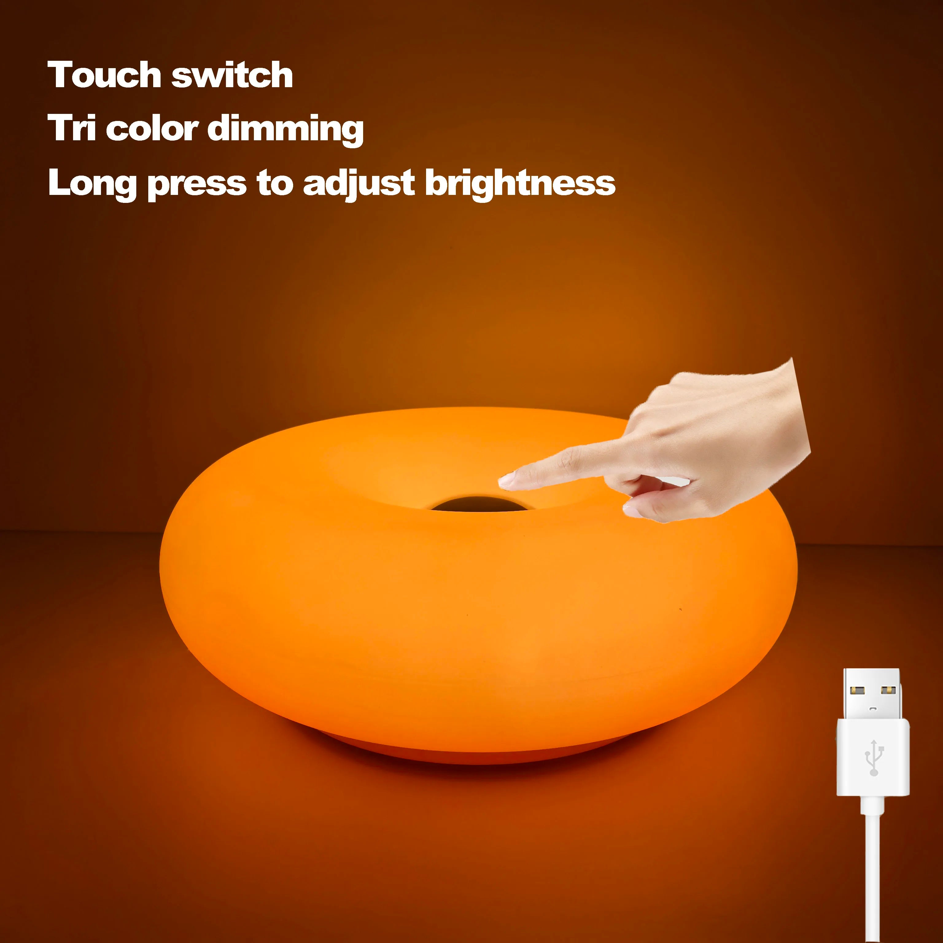 Bauhaus table lamp USB plug bedroom bedside lamp living room dining room decoration donut ambient light (Not glass)