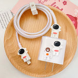 New Cable Protector For iPhone 15 14 13 12 18W/20W Charger Cute Pink Girl Design Protection Cover Data Line Winder Protective