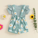 Pudcoco Infant Baby Girls Shorts Set, Short Sleeve Romper with Flower Print Suspender Shorts Summer Outfit 0-18M