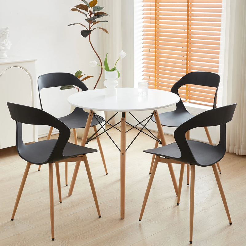 4Pcs/Set Hollow Dining Chairs Modern Simple Household Back Stool Nordic Negotiation Chair Plastic Chair Cosmetic Chair White