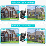 4K 8MP HD Wifi PTZ Camera Outdoor 4MP Dual Lens Dual Screen AI Auto Tracking IP Camera CCTV Audio Video Surveillance P2P iCSee