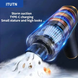 ITUTN Car Vacuum Cleaner 4 in 1 Mini Powerful Cleaning Machine Strong Suction Handheld for Car Wireless Portable Home Appliance