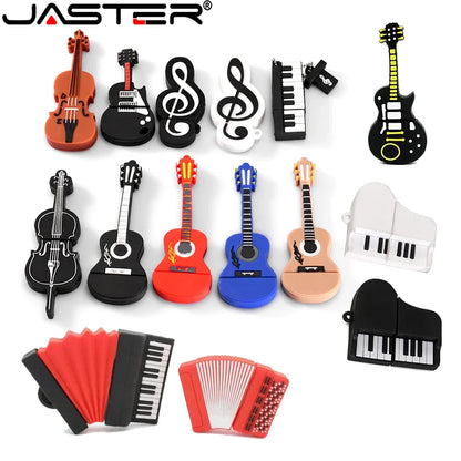 JASTER - Memoria USB de 64 GB con diseño de instrumento musical, diseño de guitarra, violín y violín, resistente al agua, 16 GB y 8 GB