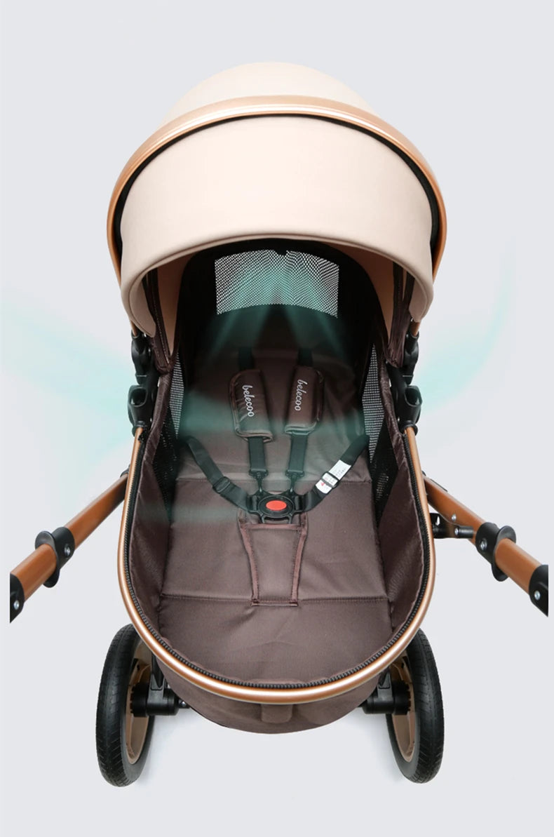 Lujoso cochecito de bebé portátil 3 en 1 de viaje con marco de aluminio alto y plegable, para recién nacidos, con cuatro ruedas.