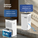 Dehumidifier 20 L, Dehumidifier Cellar Rooms with Digital Display, 24H Timer, Automatic Defrosting, Dry Clothes, Continuous Drai