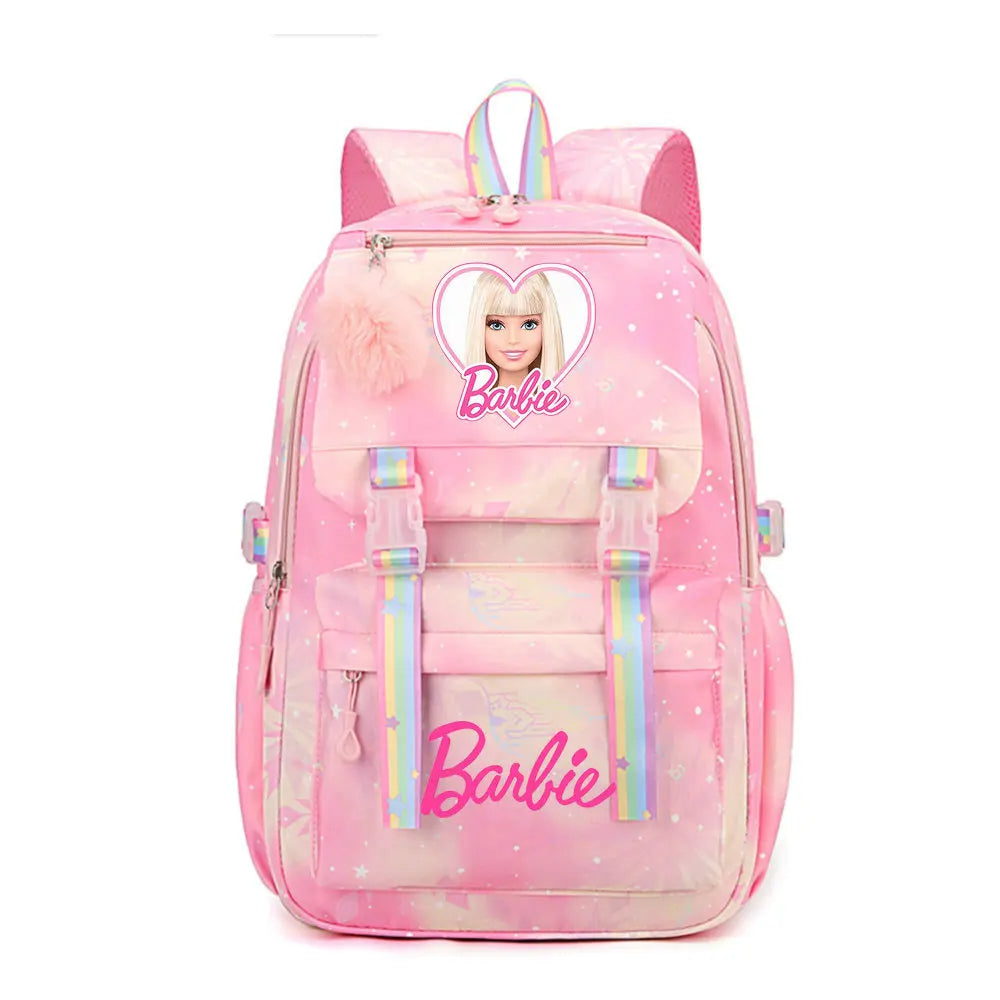 Nueva mochila escolar de lona para Barbie, para niños y niñas, ideal para viajes y para portátil.