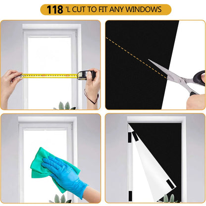 Cortina opaca portátil sin taladro, 100 % opaca, aislante y con protección UV para dormitorio, sala de estar, decoración del hogar.