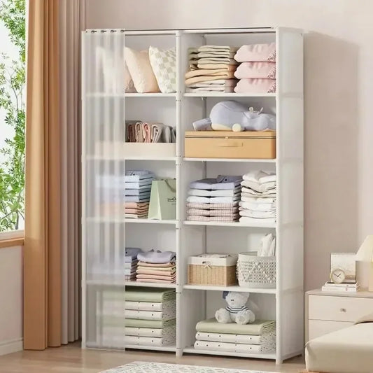 Armario multiusos, armario plegable a prueba de polvo, cortina Modular Simple, muebles de dormitorio, muebles multifuncionales