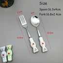 New Cute Bear Spoon Fork Ceramic Dessert Milk Fruit Salad Spoons Cartoon Flatware Kid Cutlery Tableware School Picnic Dinnerware