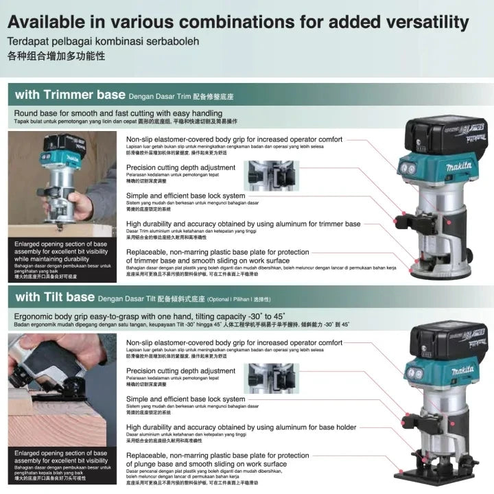 Makita DRT50 Original Cordless Trimmer Rechargeable Trimming Machine Brushless Slotting Tool Milling Woodwork Engraving Machine