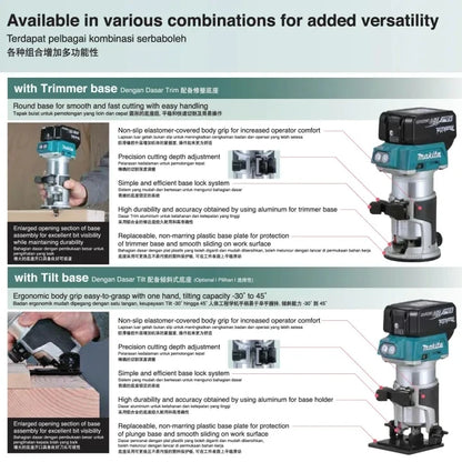 Makita DRT50 Original Cordless Trimmer Rechargeable Trimming Machine Brushless Slotting Tool Milling Woodwork Engraving Machine