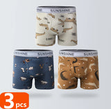 1/3/6 Pcs Boys Boxer Briefs Sets 2025 New Kids Cotton Underwear Boy Underpants Teenager Dinosaur Print Soft Children Panties