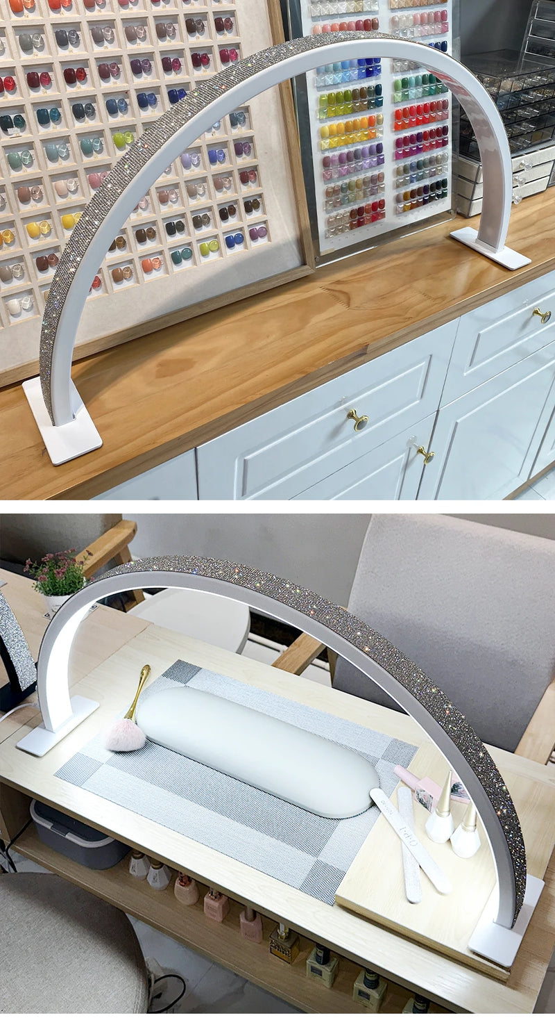 48W Half Moon Lamp For Nail Desk Dimmable 3000K-6000K Makeup Manicure Beauty Salon Touch Switch LED Light Half Moon Nail Lamp