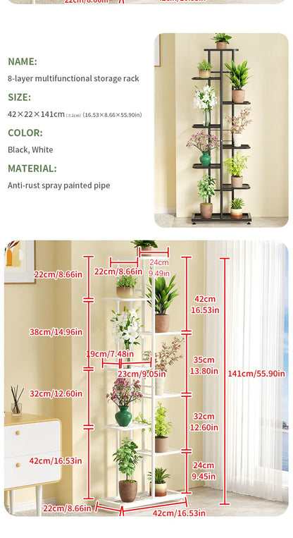 Plant Stand Flower Stand 4/6/8 Tier Flower Pot Shelf Balcony Indoor Multi-layer Storage Rack Succulent Plant Flower Rack