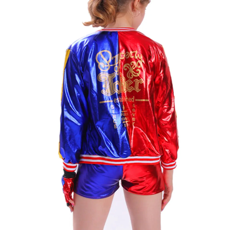 Harley Costumes Cosplay Suicide Harleen Quinzel Kids Girls Quinn Squad T Shirt Joker Jacket Halloween Costume