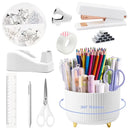 Desktop Office Stationery Set with Stapler Tape Dispenser Scissors Staple Remover for Home School Supplies