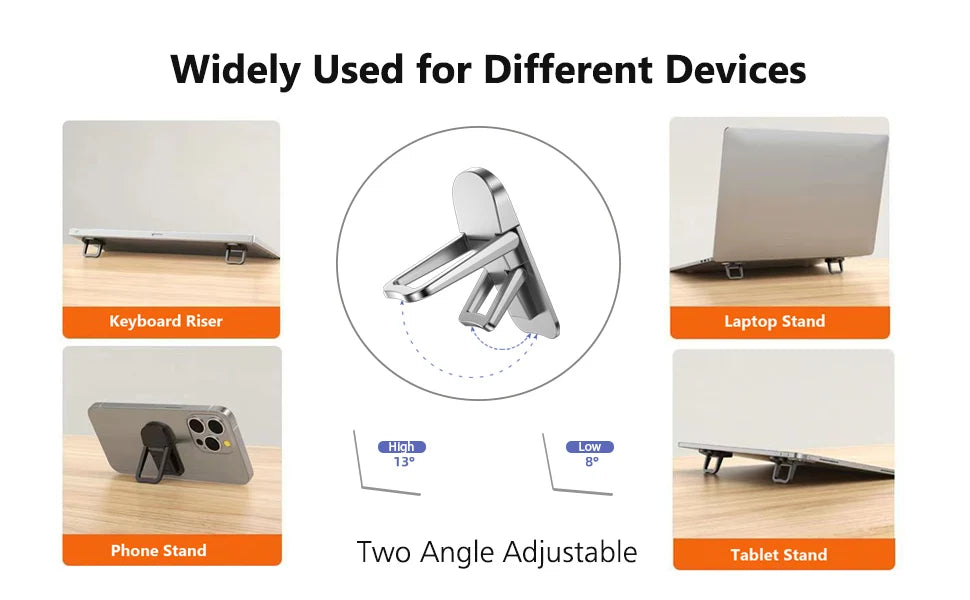 Aluminium Self-Adhesive Laptops Stand Invisible Computer Keyboards Stand Bracket for Desk Foldable Notebook Feet for MacBook Pro