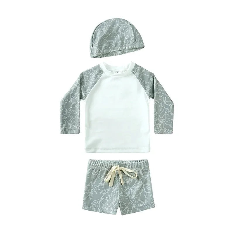 2025 Summer Baby Boys Swimsuit Long Sleeves One Piece Swimwear for Kids Toddler Cartoon UPF50+ Rash Guards Infant Bathing Sui