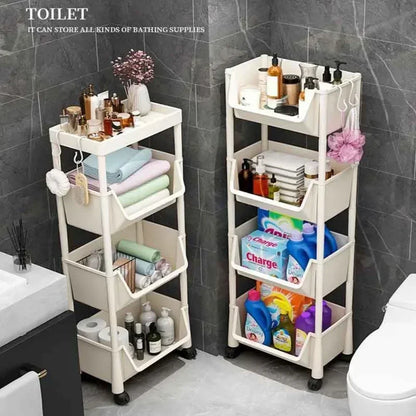 Estantería con ruedas para cocina, estantería de almacenamiento, armario de almacenamiento con ranura estrecha para esquina de cocina, organizador para baño, sala de estar y hogar