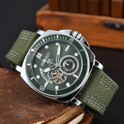 Relojes mecánicos automáticos AAA+ para hombre SEIKO, diseño deportivo, multifunción, correa de cuero, resistente al agua, para uso diario.