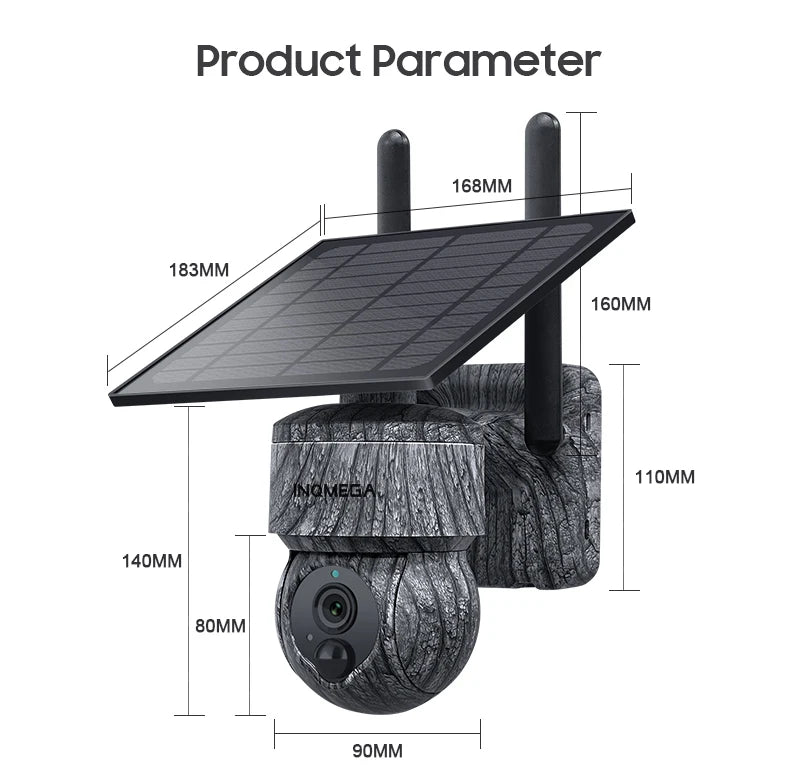 INQMEGA 5MP 4MP WIFI Wireless PTZ Solar Camera 4G SIM With Solar Panel Two Way Audio Security Protection CCTV Camera Battery Cam