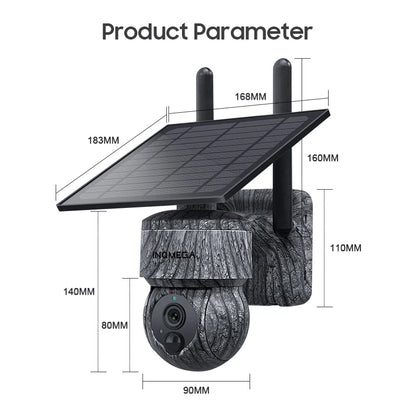 INQMEGA 5MP 4MP WIFI Wireless PTZ Solar Camera 4G SIM With Solar Panel Two Way Audio Security Protection CCTV Camera Battery Cam