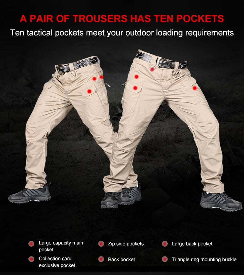 Tactical Cargo Pants Men Combat Outdoor Hiking Work Joggers Lightweight Trousers Male Elasticity Multiple Pockets Resistant Pant